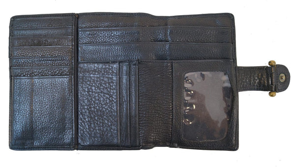 Fossil Trifold Black Leather Wallet - pockets and card slots