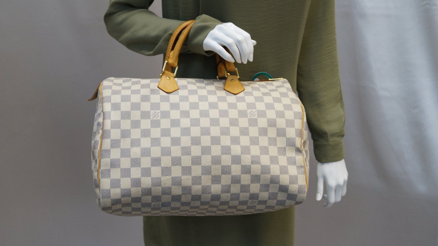 Louis Vuitton Speedy 35 Damier Azur Monogram BAG Tote Satchel with box  Handbag