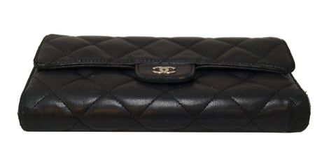 CHANEL Black Caviar Classic Flap Long Wallet