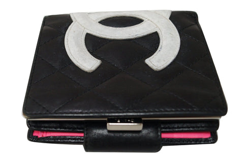 CHANEL Black Quilted Ligne Cambon Bifold Compact Wallet