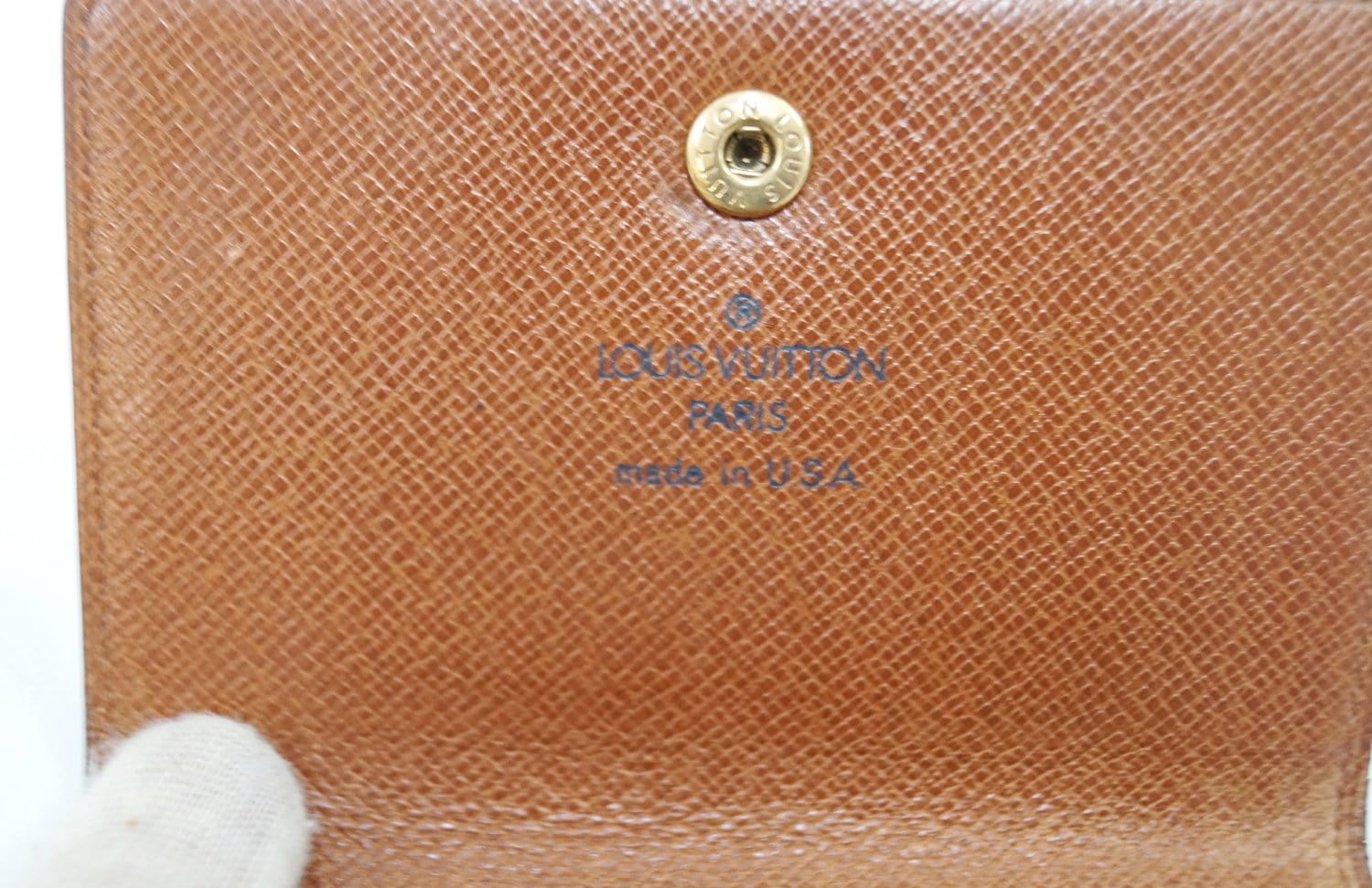 Louis Vuitton Womens Monogram Coated Canvas Button Trifold Wallet Brown  M92055