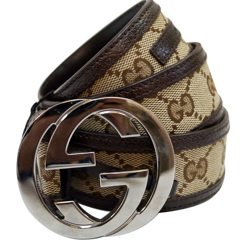 GUCCI Leather Monogram Interlocking G Belt Dark Brown Size 85/34