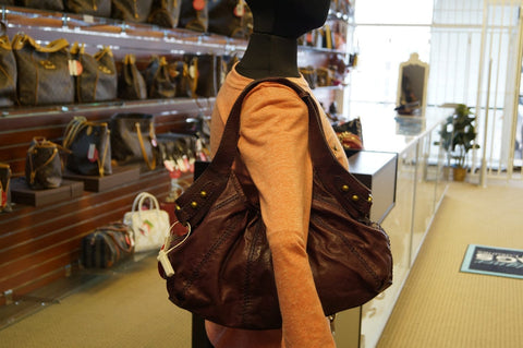 FOSSIL Burgundy Leather Shoulder Handbag E2999