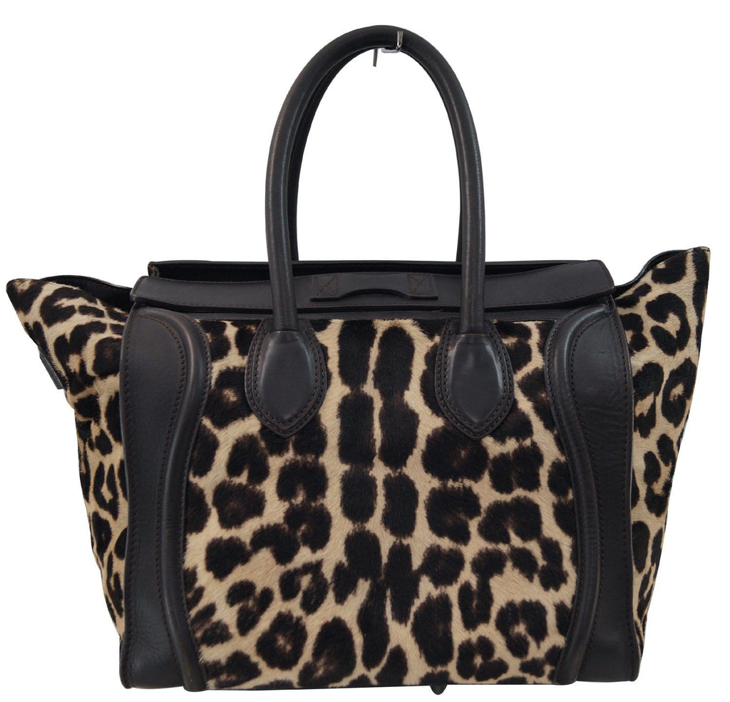 Celine Brown Ponyhair Leopard Print Luggage Tote - Last Call