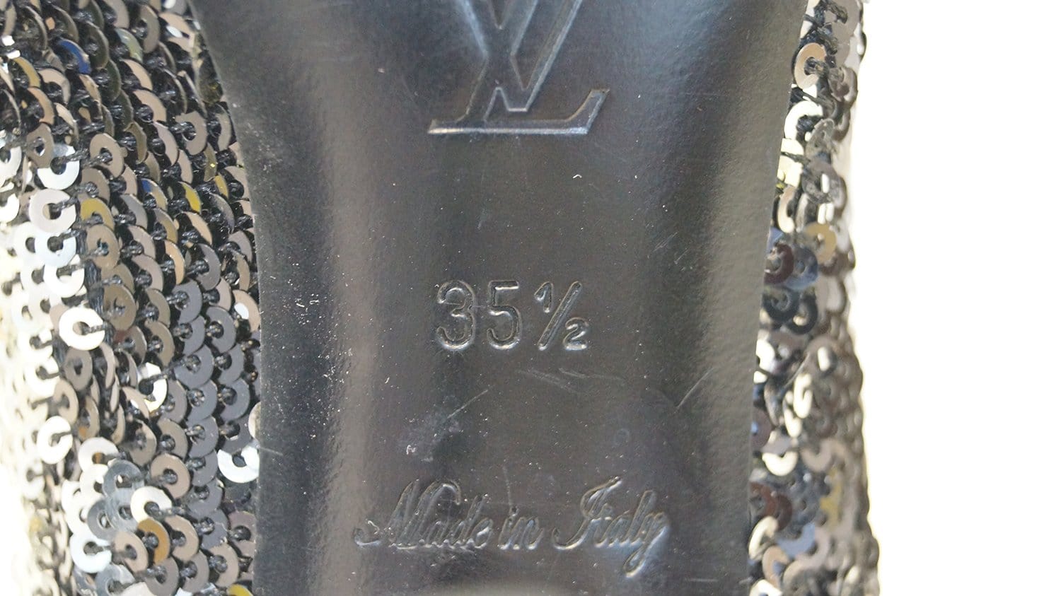 Louis Vuitton Black/Silver Sequin Liza Slingback Sandals Size 39