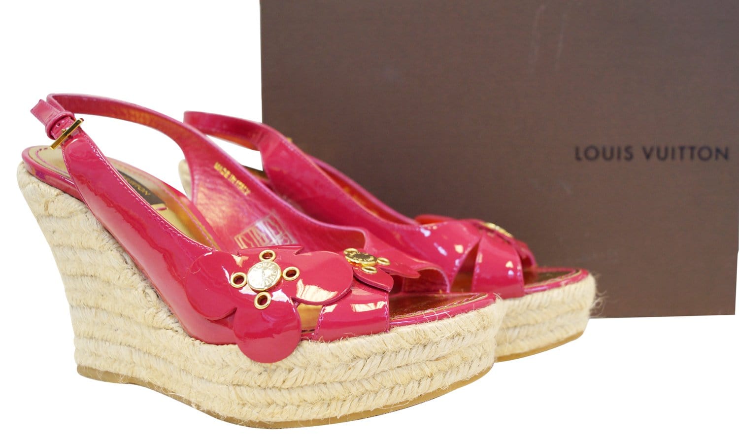 Louis Vuitton Wedge sandals Pink Patent leather ref.126970 - Joli Closet
