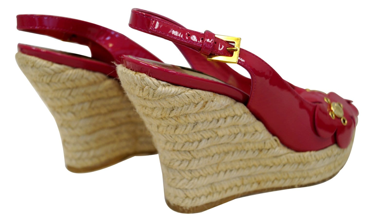 Louis Vuitton Red Leather Gossip Cube Embellished Espadrille Wedge Peep Toe  Slingback Sandals Size 37 - ShopStyle