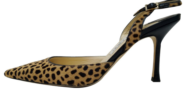 JIMMY CHOO Agnes Leopard Print Pointed Toe Shoes