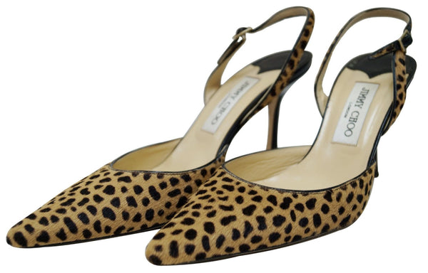 JIMMY CHOO Agnes Leopard Print Pointed Toe Shoes