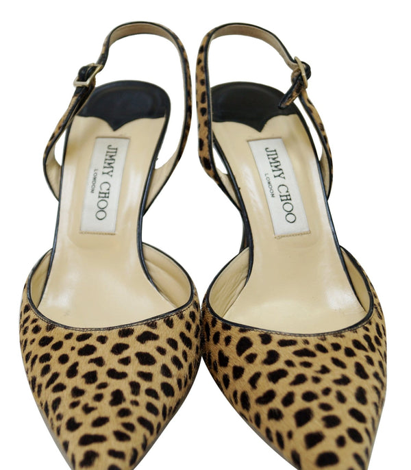 JIMMY CHOO Agnes Leopard Print Pointed Toe Shoes