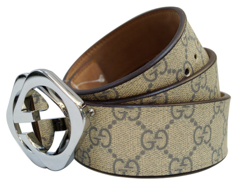 Gucci GG Canavs Interlocking G with Square Buckle Belt Size 42