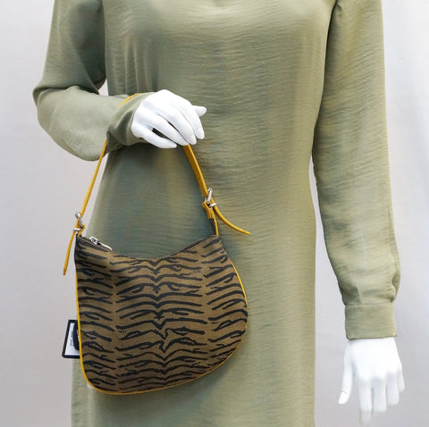 FENDI Canvas Zebra Print Oyster Hobo Bag