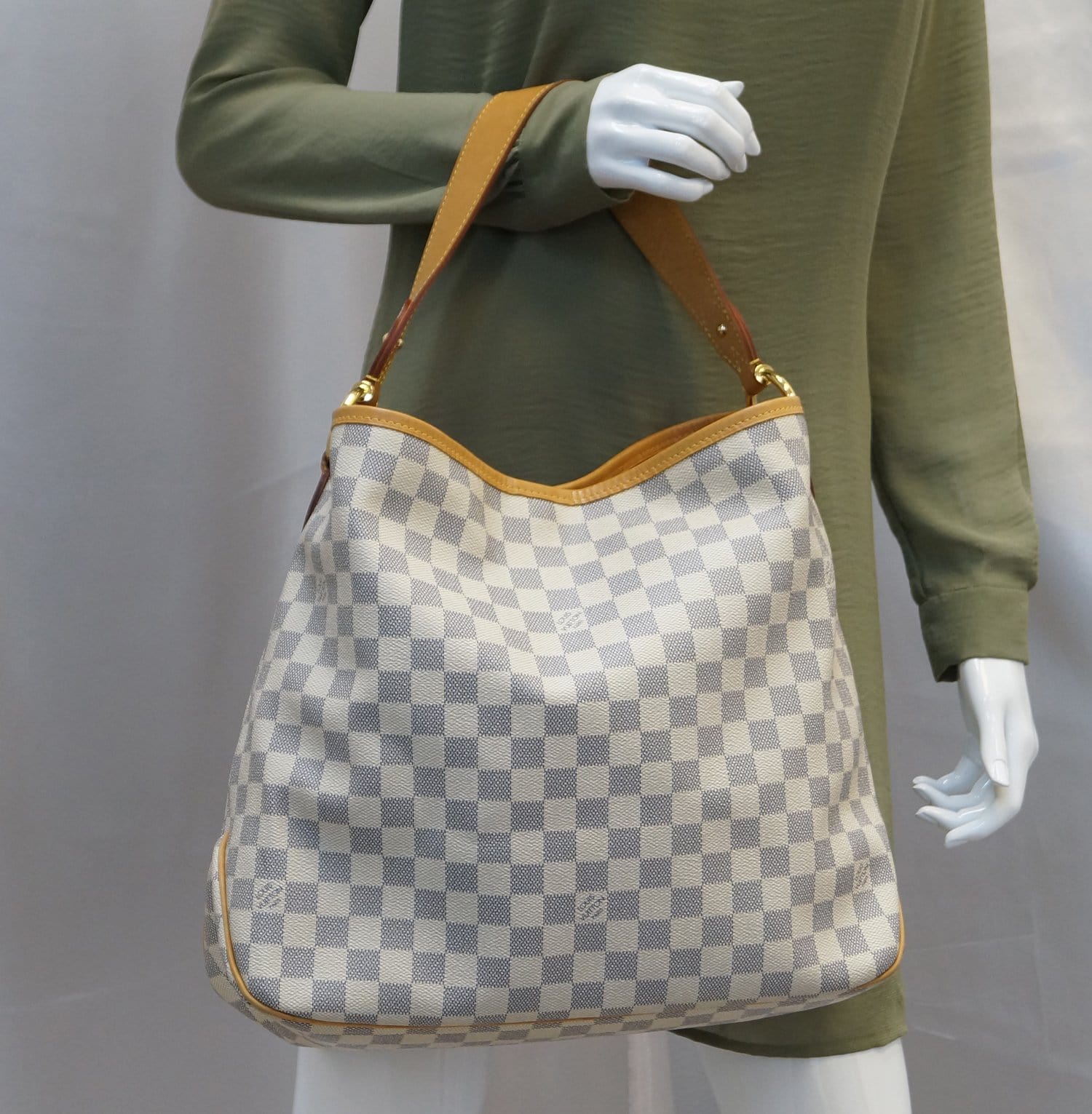 Louis Vuitton Delightful NM Handbag Damien Azur MM White Rose Ballerine