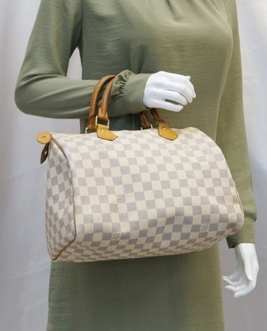 LOUIS VUITTON Damier Azur Speedy 25 Satchel Bag