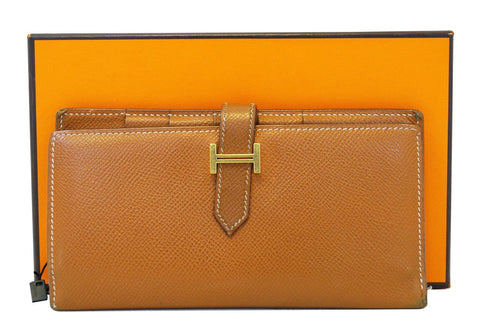 HERMES Bearn Epsom Leather Noisette Long Bifold Wallet - Final Call