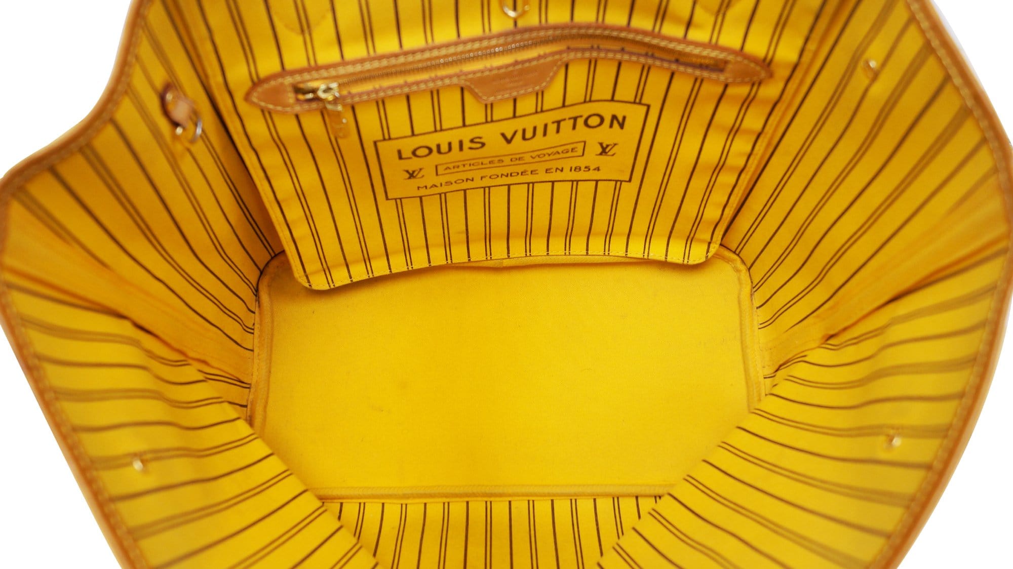 Louis Vuitton Monogram Neverfull MM GM Pouch Pochette Mimosa Yellow Interior