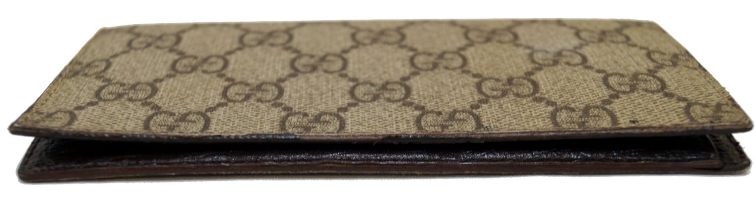Estate Vintage GUCCI Brown Leather Checkbook Cover Wallet - Italy