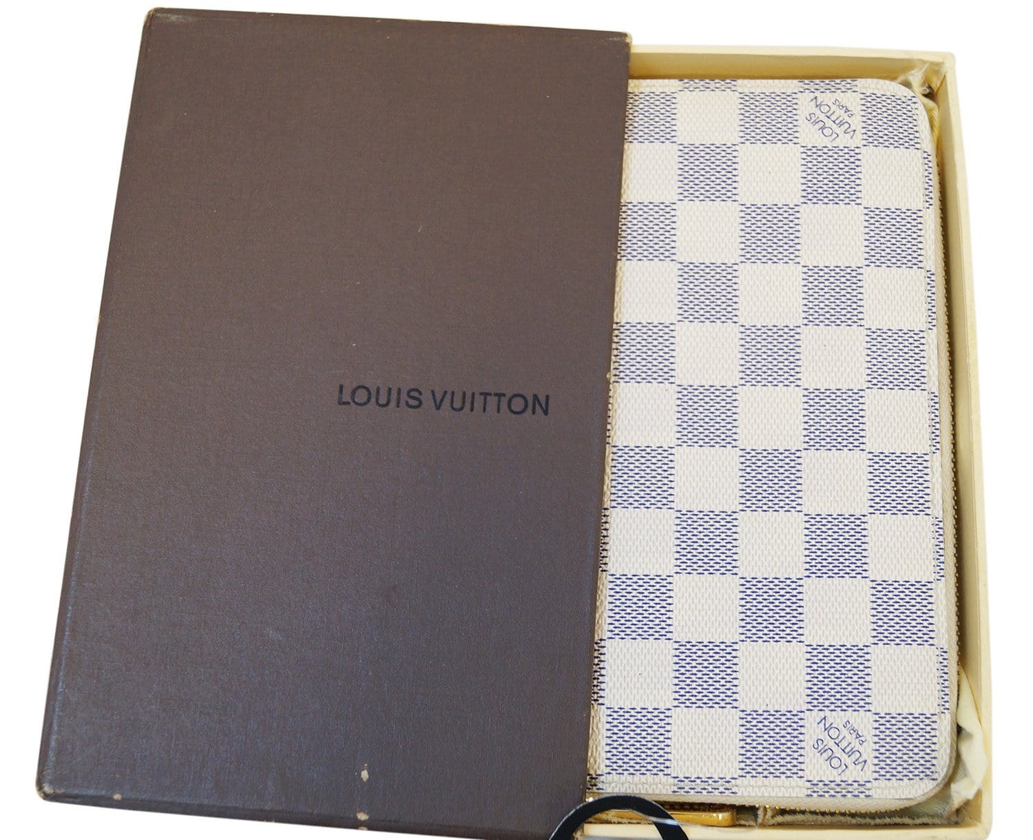 Date Code & Stamp] Louis Vuitton Damier Azur Long Zip Around Organizer  Wallet