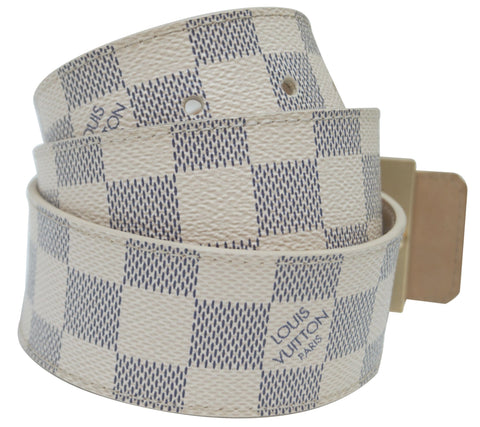 LOUIS VUITTON Damier Azur LV Initiales Men's Belt Size 80