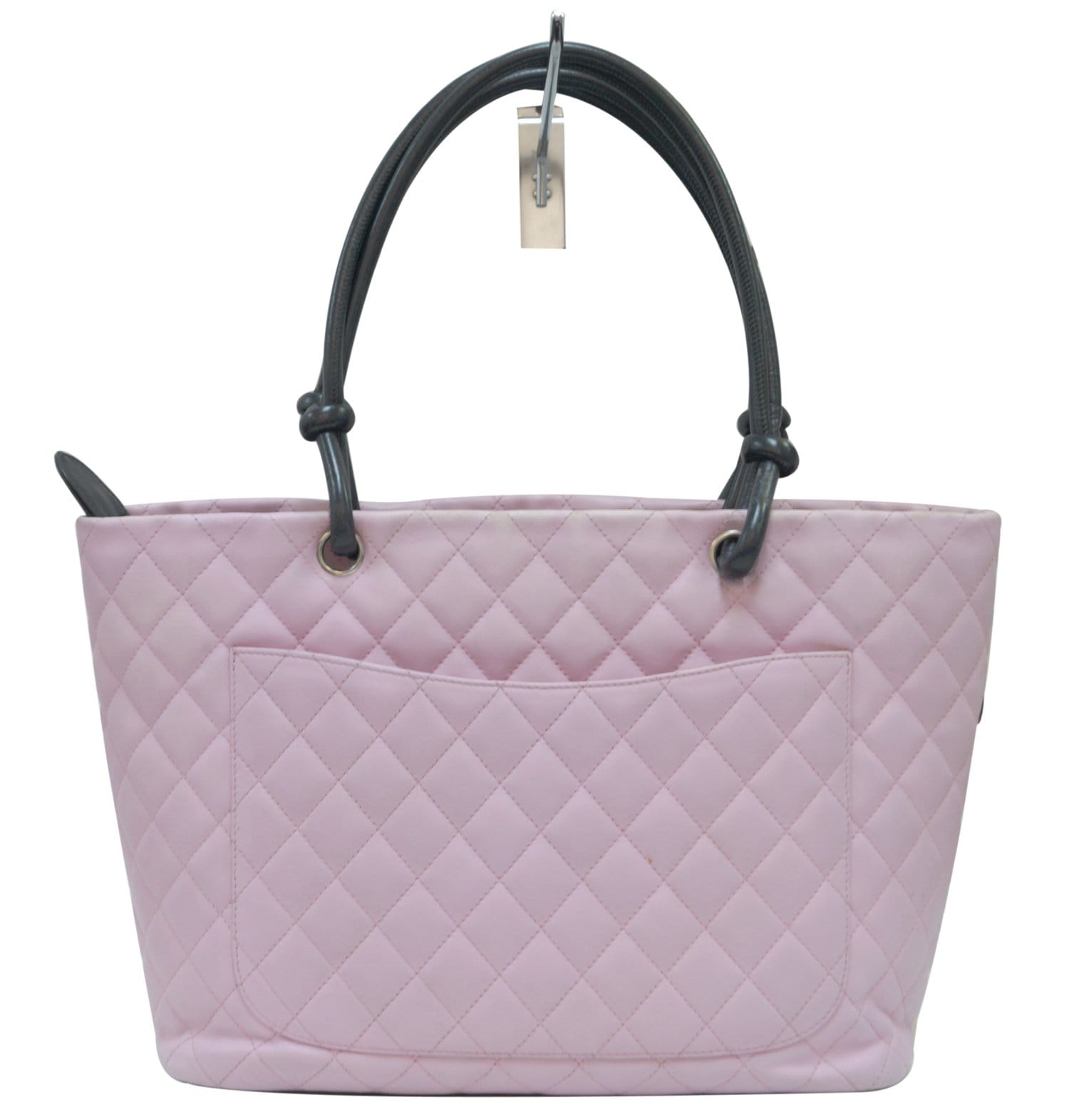 Black Calfskin Quilted Small Cambon Bowler Silver Hardware (Pink