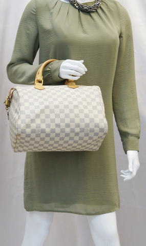 LOUIS VUITTON Damier Azur Speedy 30 Satchel Bag