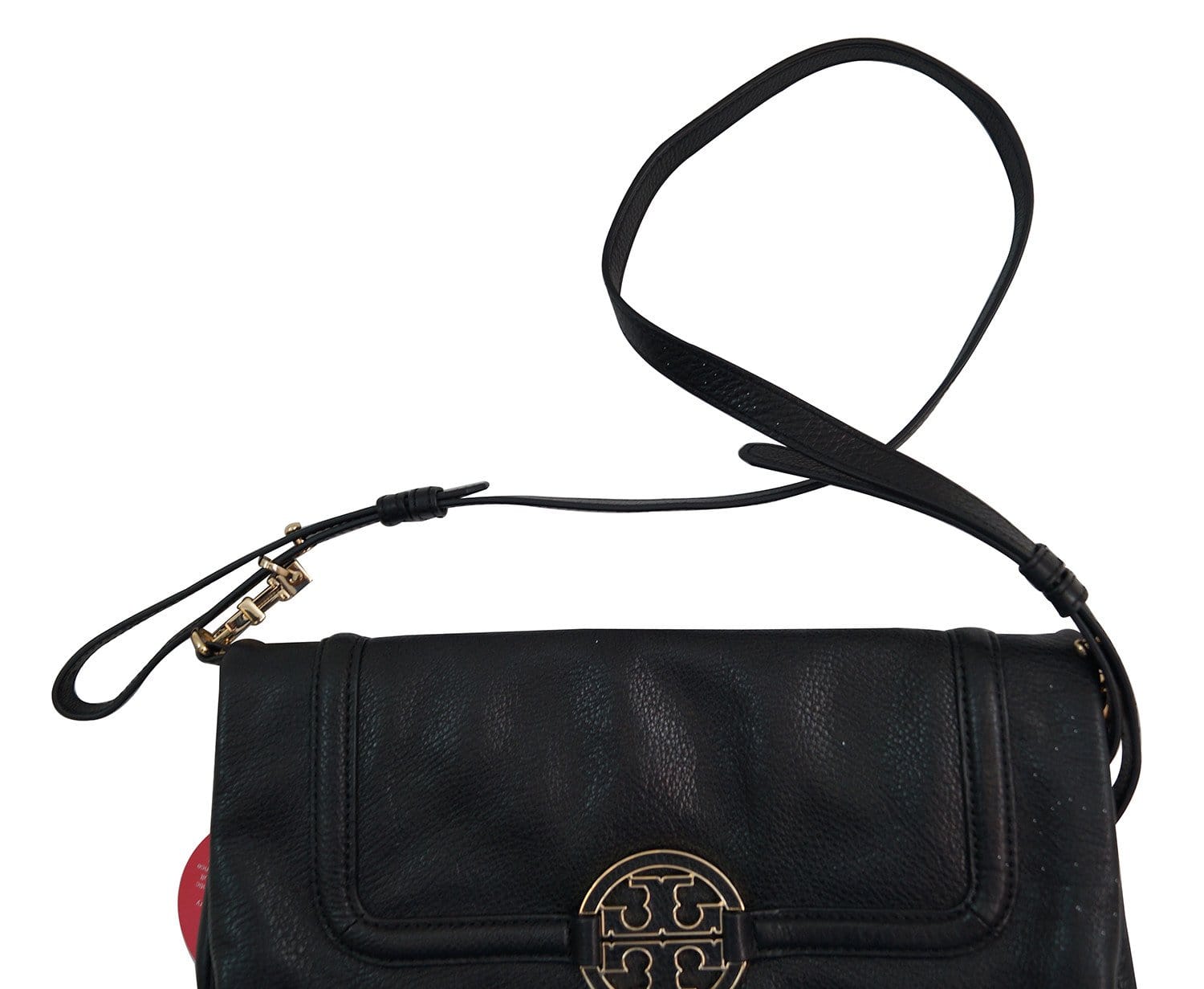 Tory Burch T Navy and Stacked Book Black / Tan Leather / Canvas Shoulder Bag