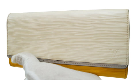 LOUIS VUITTON Epi Portefeuille Flore Long Wallet White Yellow 