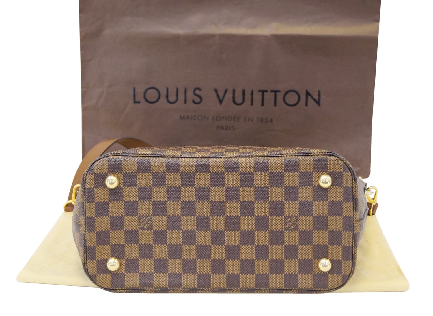 Louis Vuitton Damier Ebene Belmont 2way Zip Tote Bag with Strap 101lv5