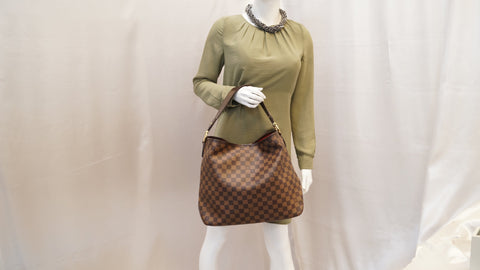 LOUIS VUITTON Damier EbeneRose Ballerine Delightful MM NM Hobo Bag