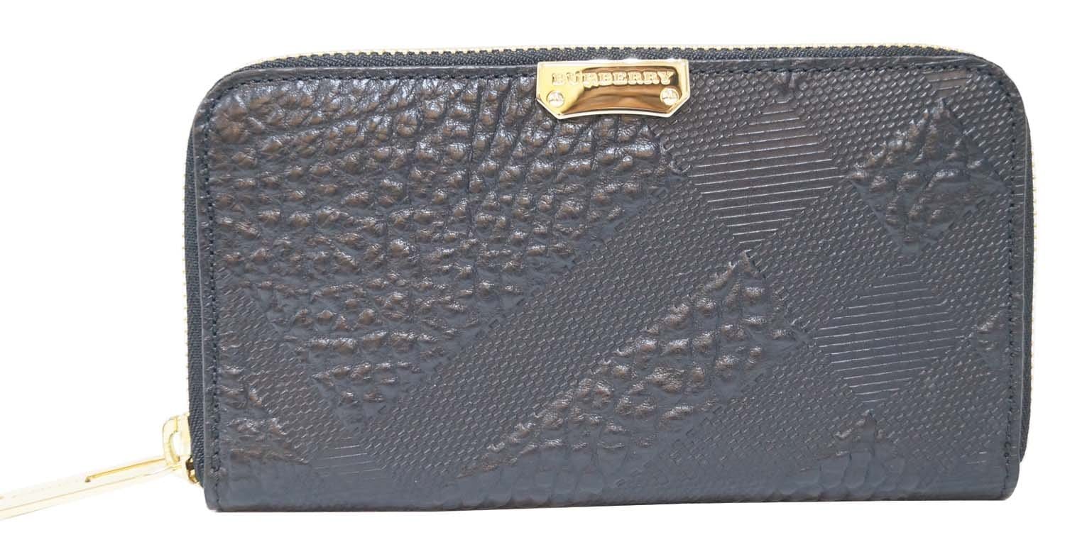 Shop Burberry Vintage Check & Leather Zip-Around Wallet