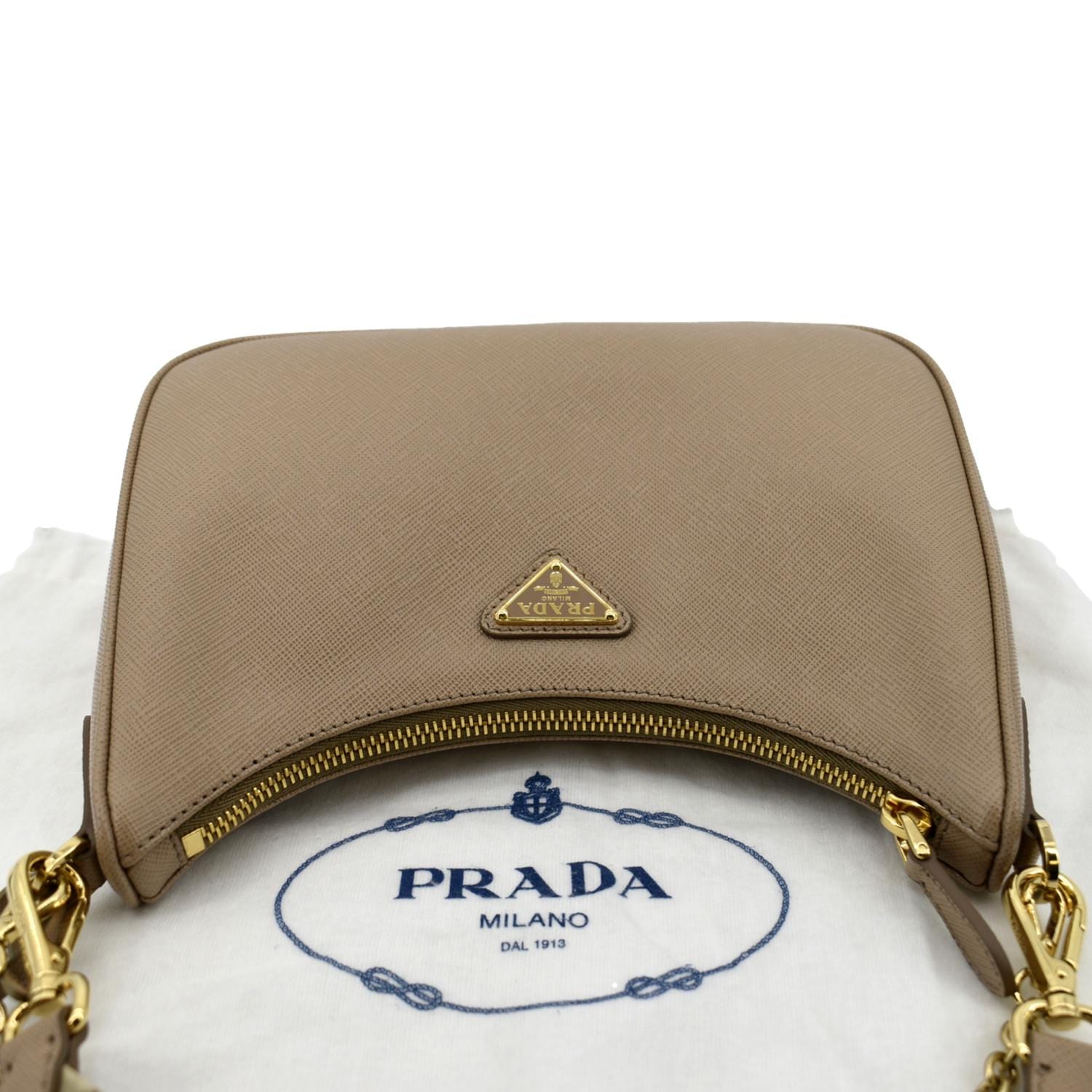 Beige Prada Re-Edition 2005 Saffiano leather bag