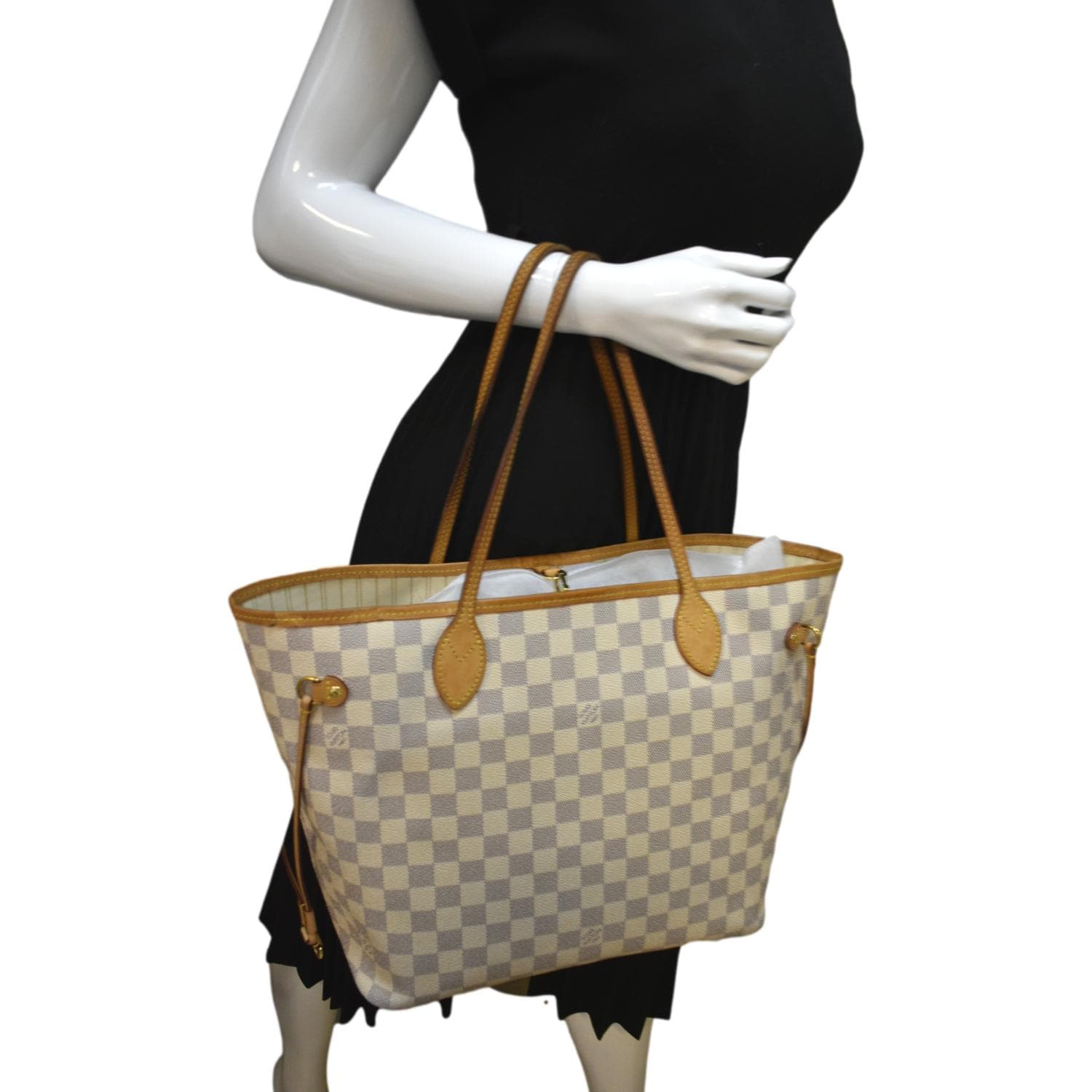 Louis Vuitton Neverfull MM Damier Azur White Shoulder Bag