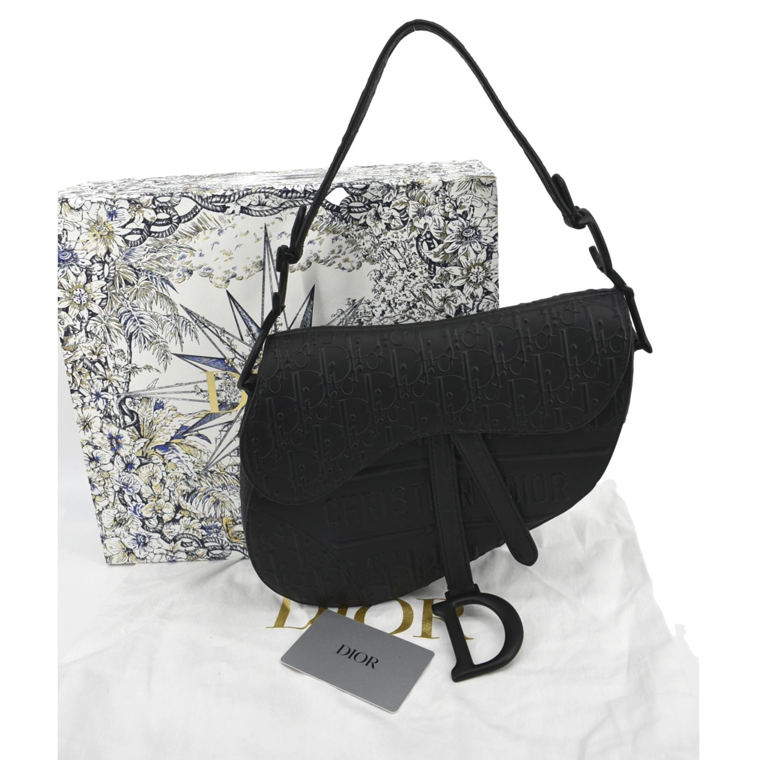 Christian Dior Black Oblique Canvas Leather Pochette Saddle Shoulder Bag at  1stDibs