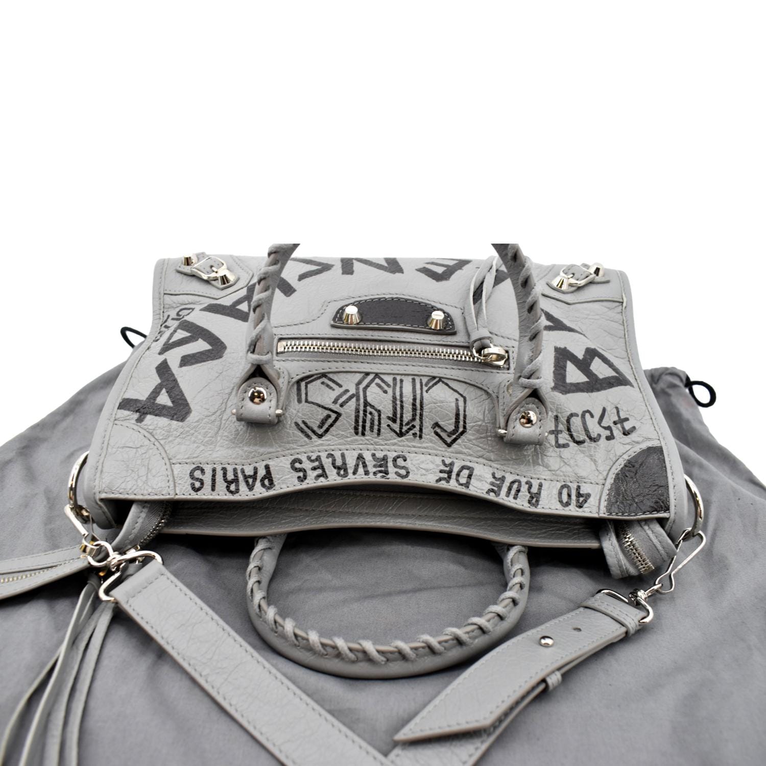 Sold at Auction: Balenciaga Leather Graffiti Shoulder Bag, Spring