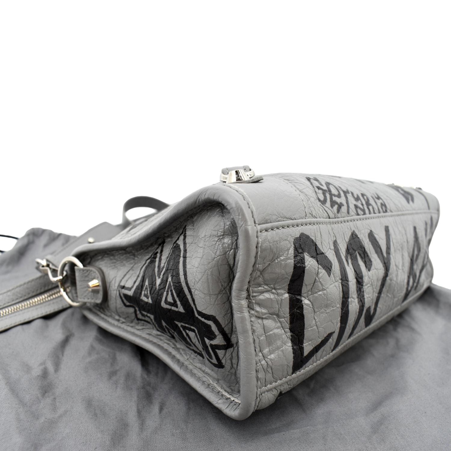 Balenciaga City Classic Studs Bag Leather Mini Dark Grey Detachable  Crossbody
