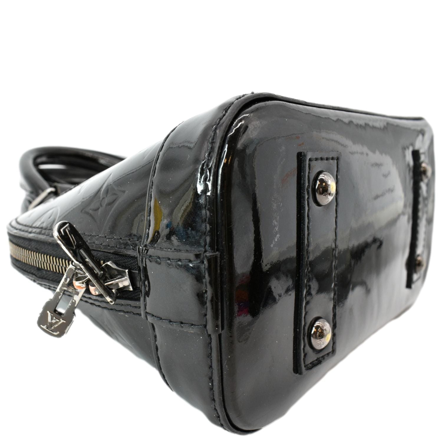 LOUIS VUITTON Alma BB Vernis Leather Satchel Crossbody Bag Black