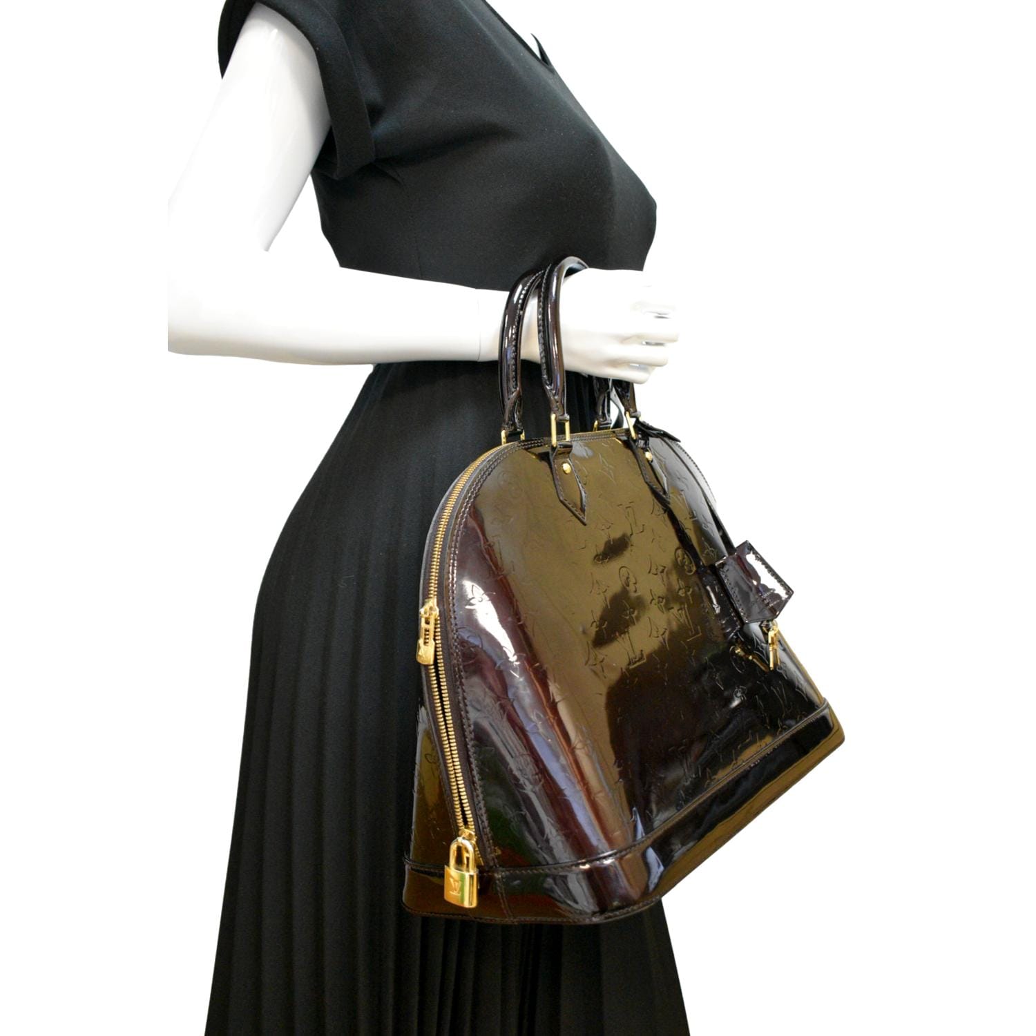 Louis Vuitton Alma Handbag Monogram Vernis GM Black