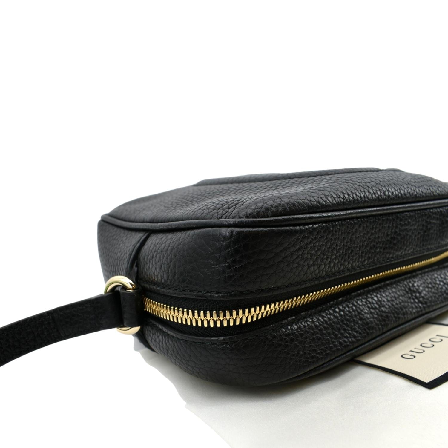 GUCCI Soho Disco Pebbled Leather Small Crossbody Bag Black 308364