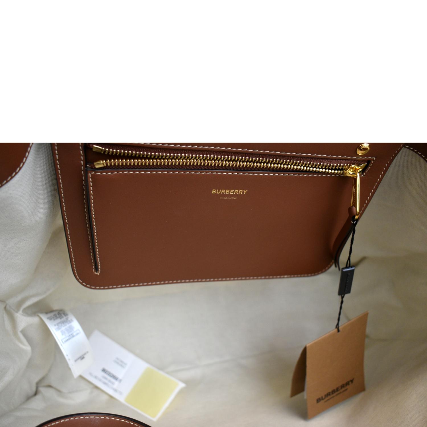 BURBERRY TB Canvas Tote Shoulder Bag Brown