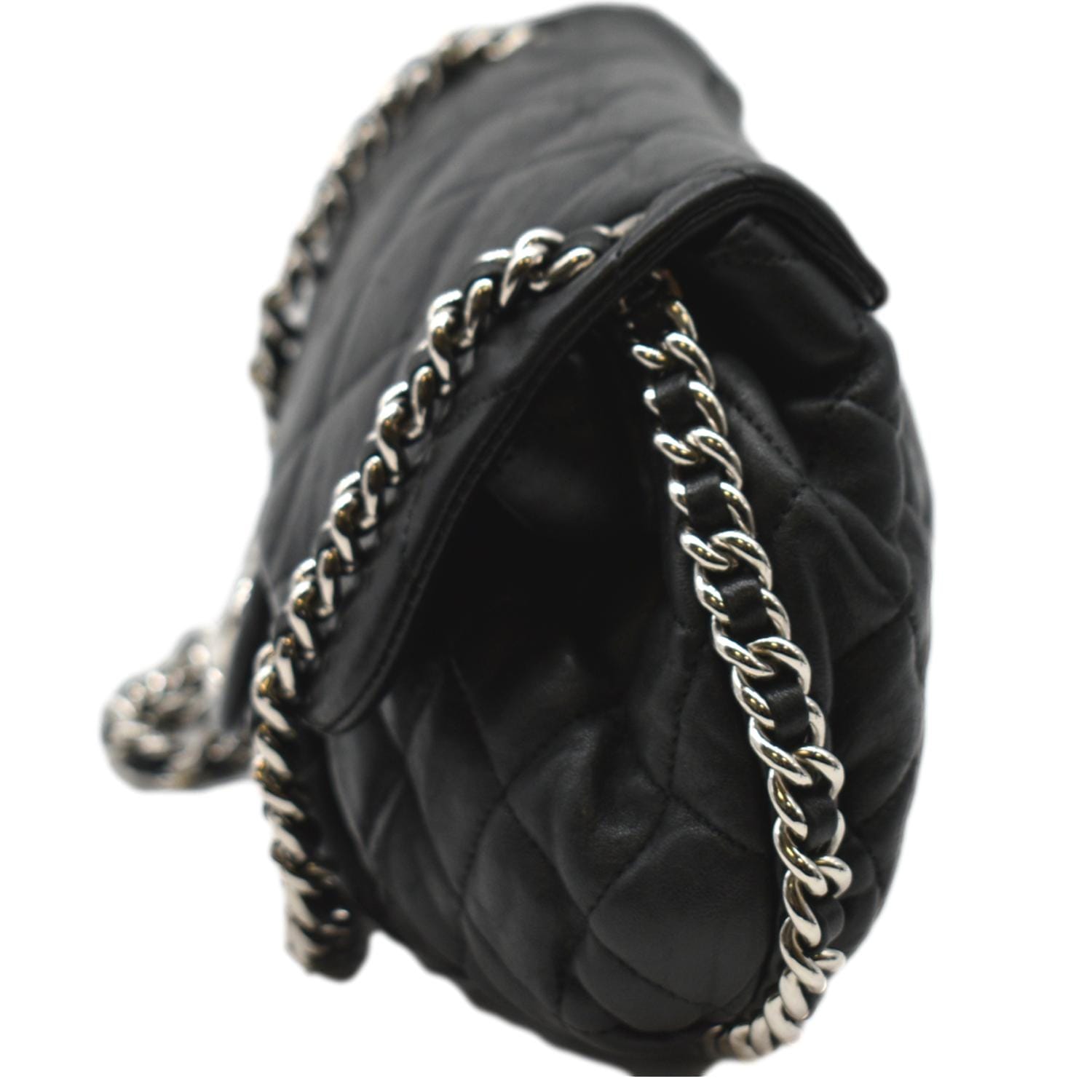 Chain around leather handbag Chanel Grey in Leather - 36636428
