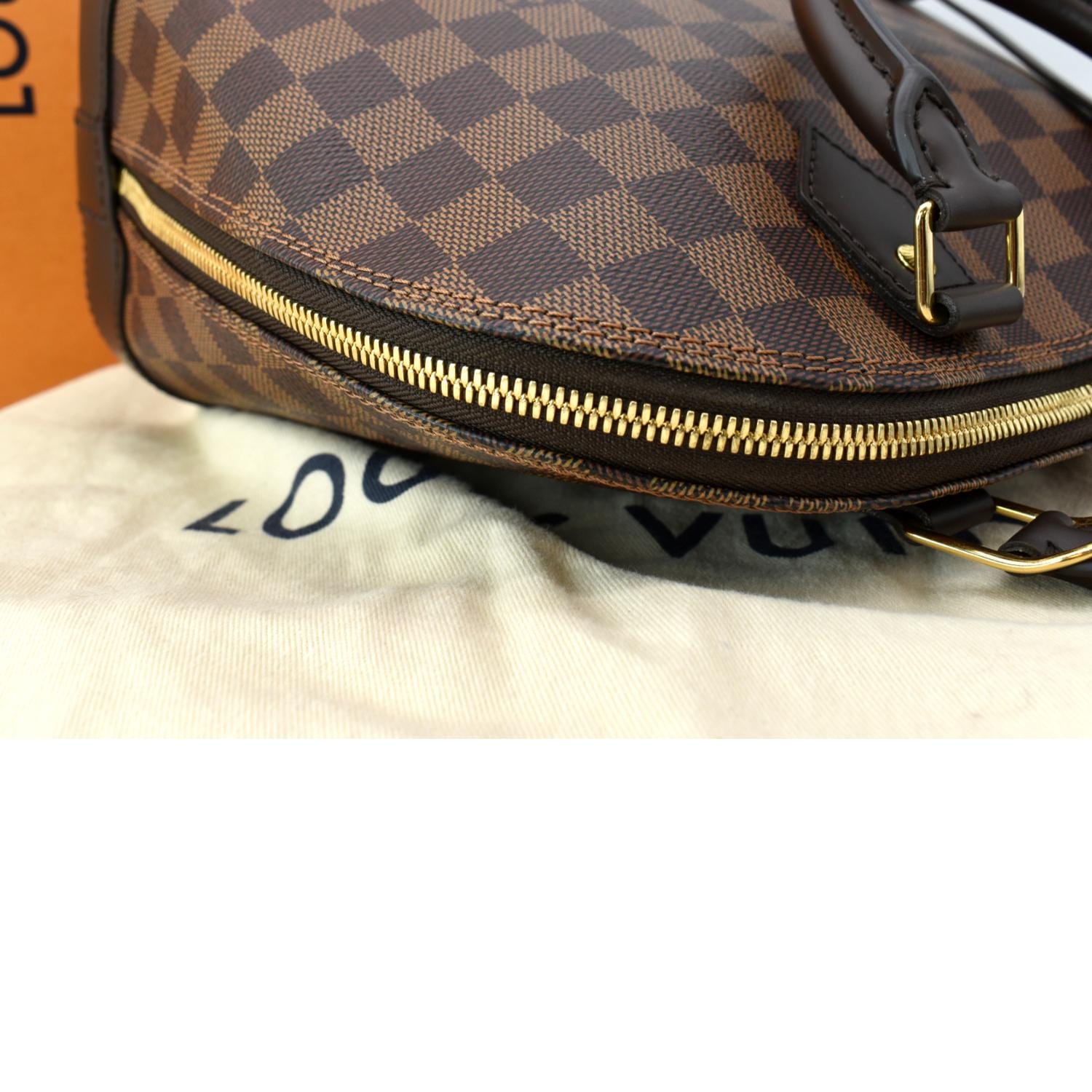 Louis Vuitton Alma Pm Damier Ebene Leather Canvas Handbag