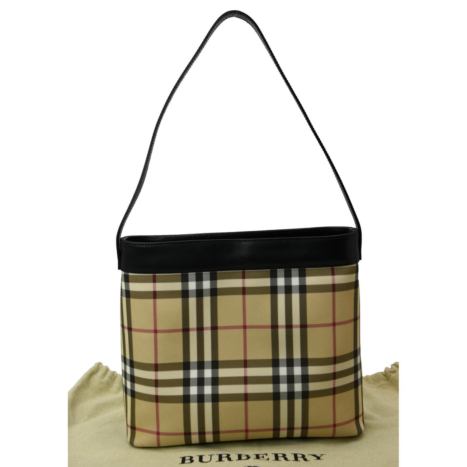 Burberry Nova Check Leather Trimmed Shoulder Bag