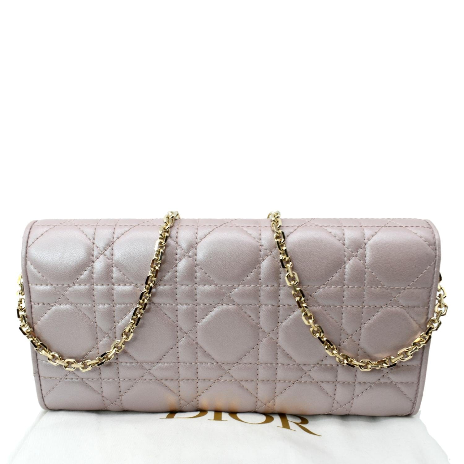 Saddle wallet on chain leather crossbody bag Dior Pink in Leather - 36167395