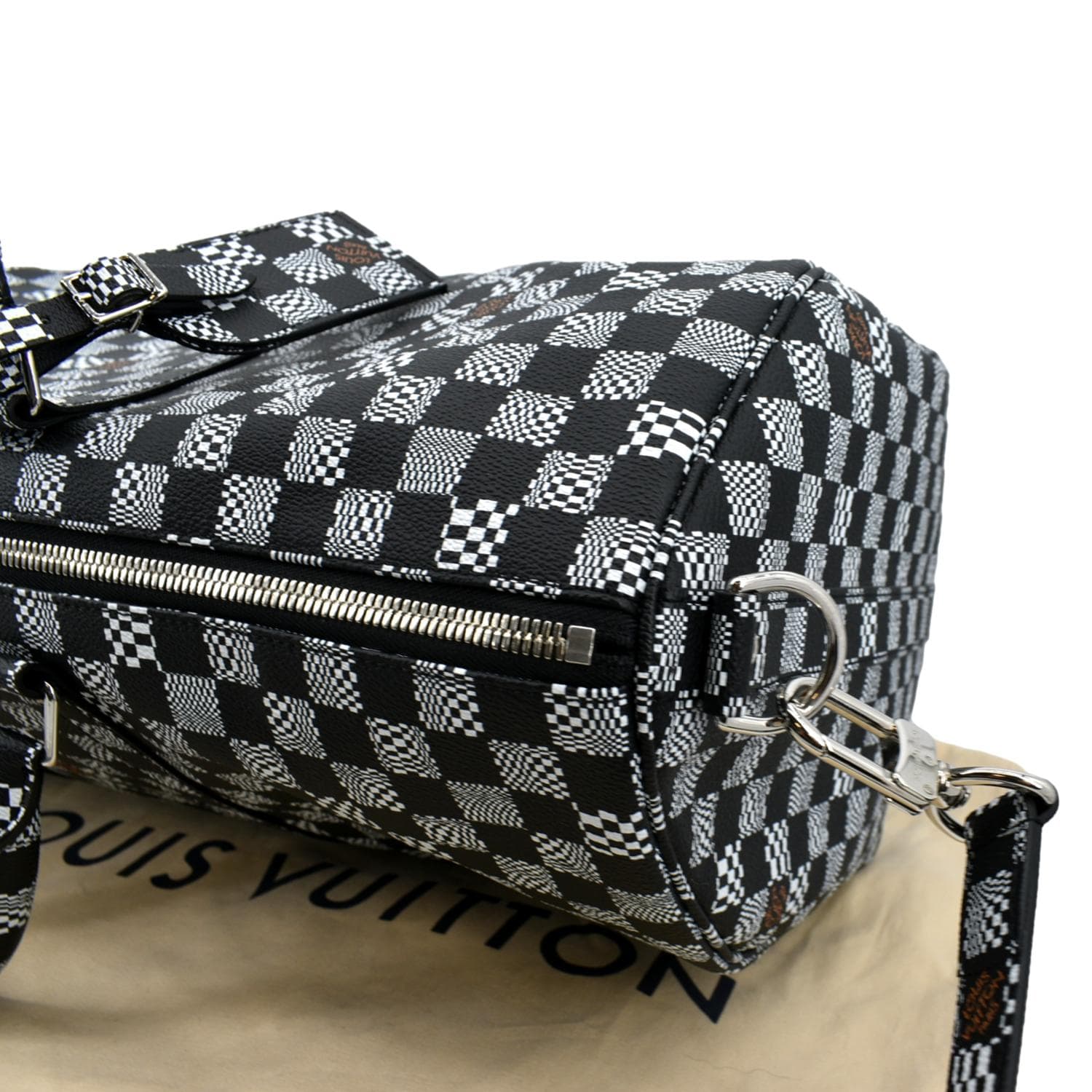 Louis Vuitton Black and White Distorted Damier Keepall Bandoulière