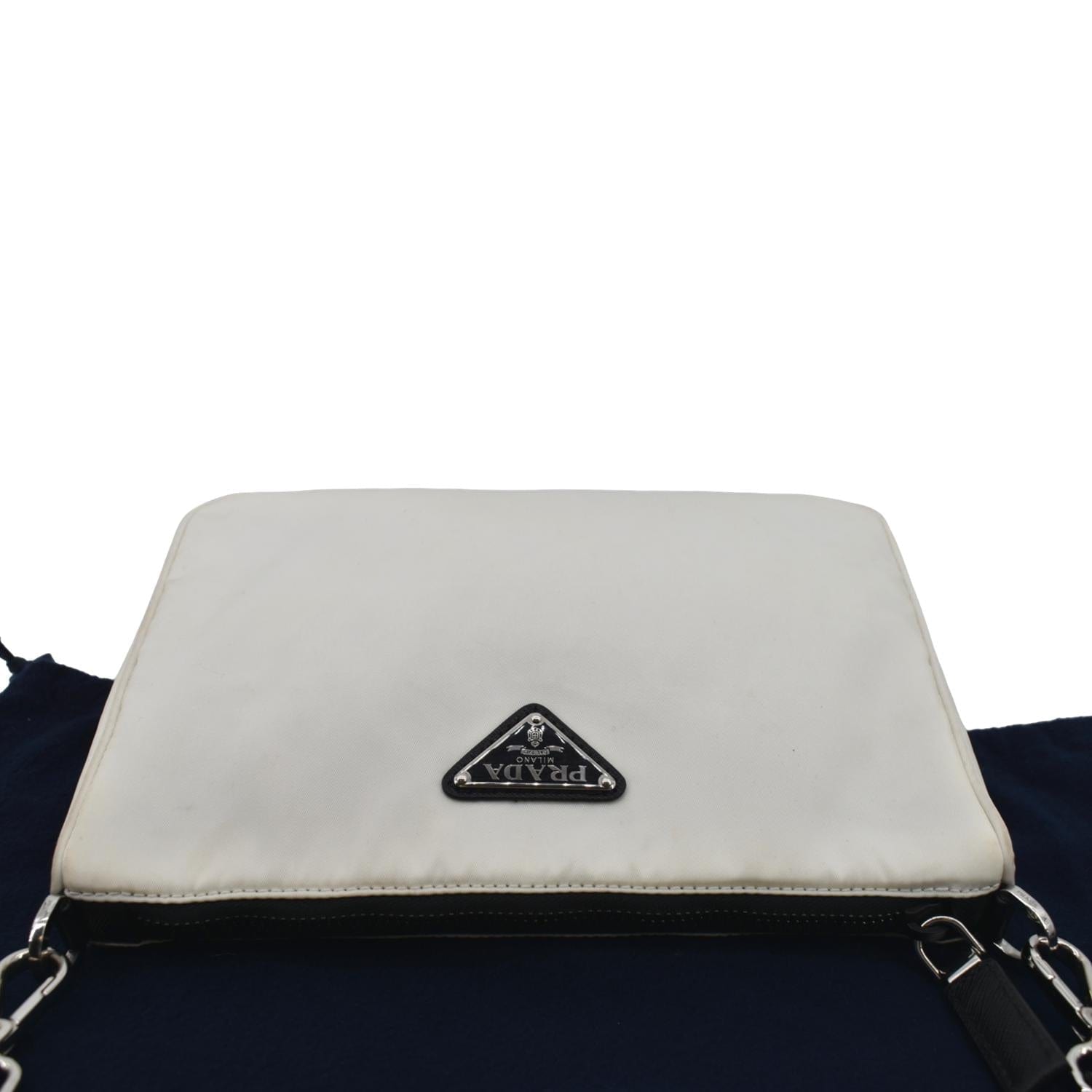 Prada Triangle Re-nylon Shoulder Bag in White