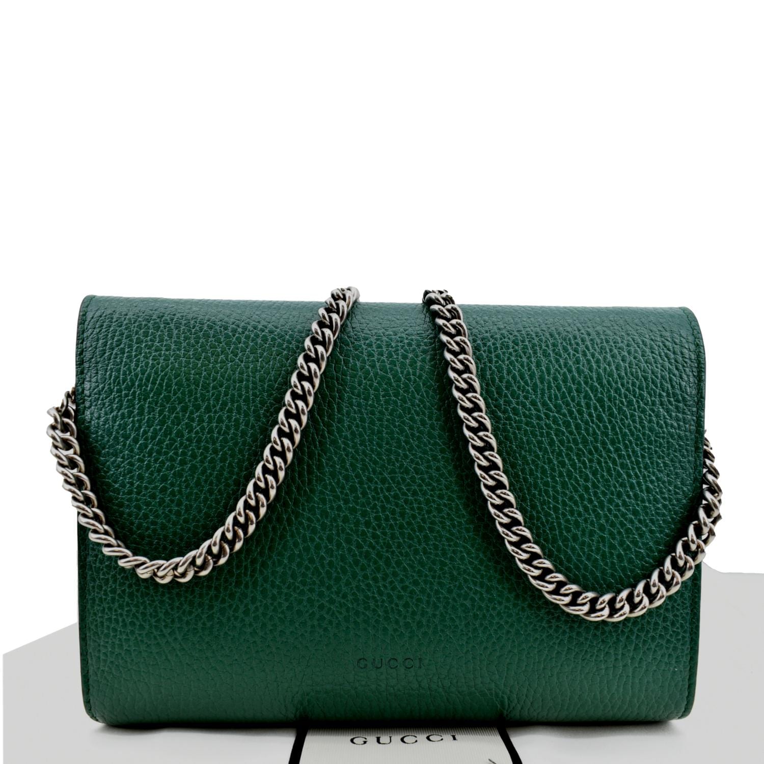 GUCCI Dionysus Leather Chain Crossbody Bag Green 401231
