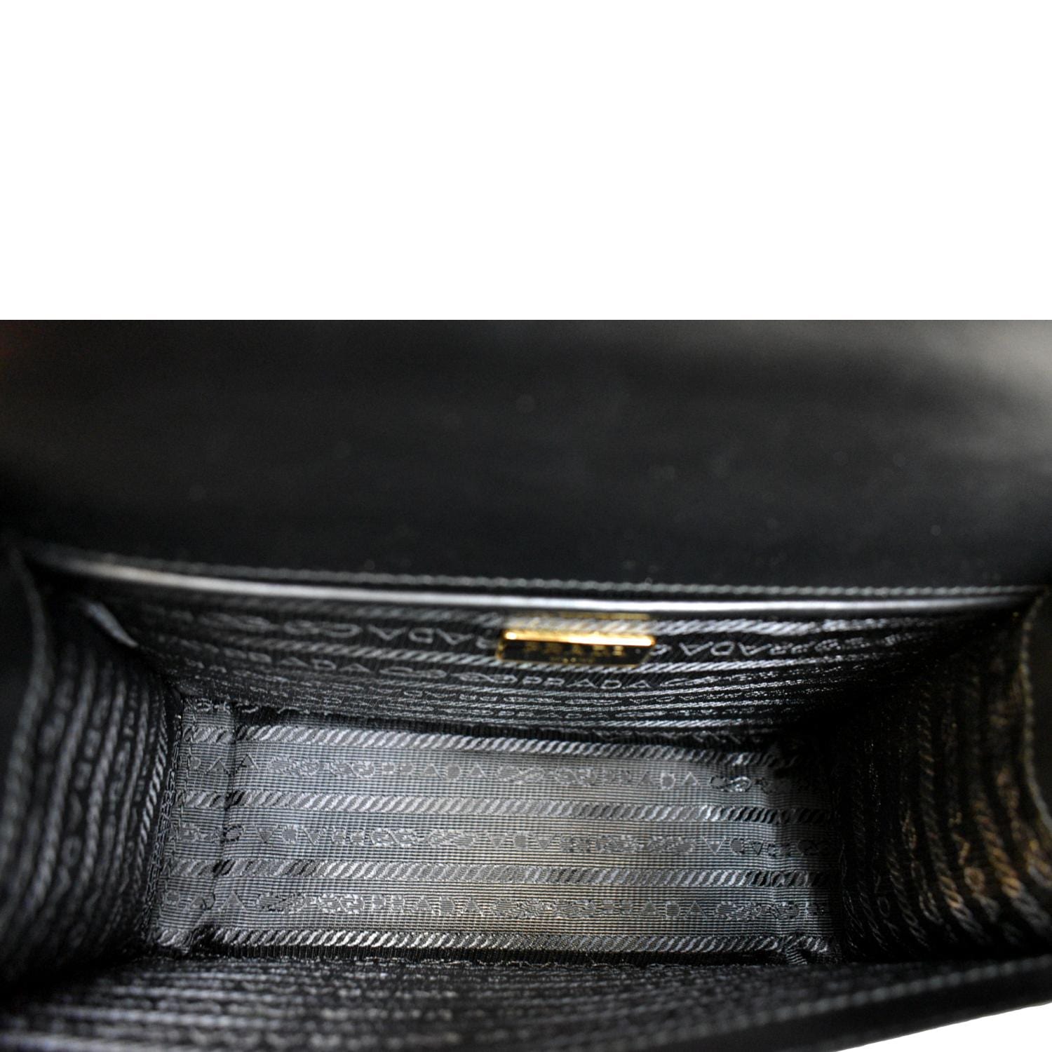 Prada Black Saffiano Chain Crossbody Bag Leather Metal Pony-style