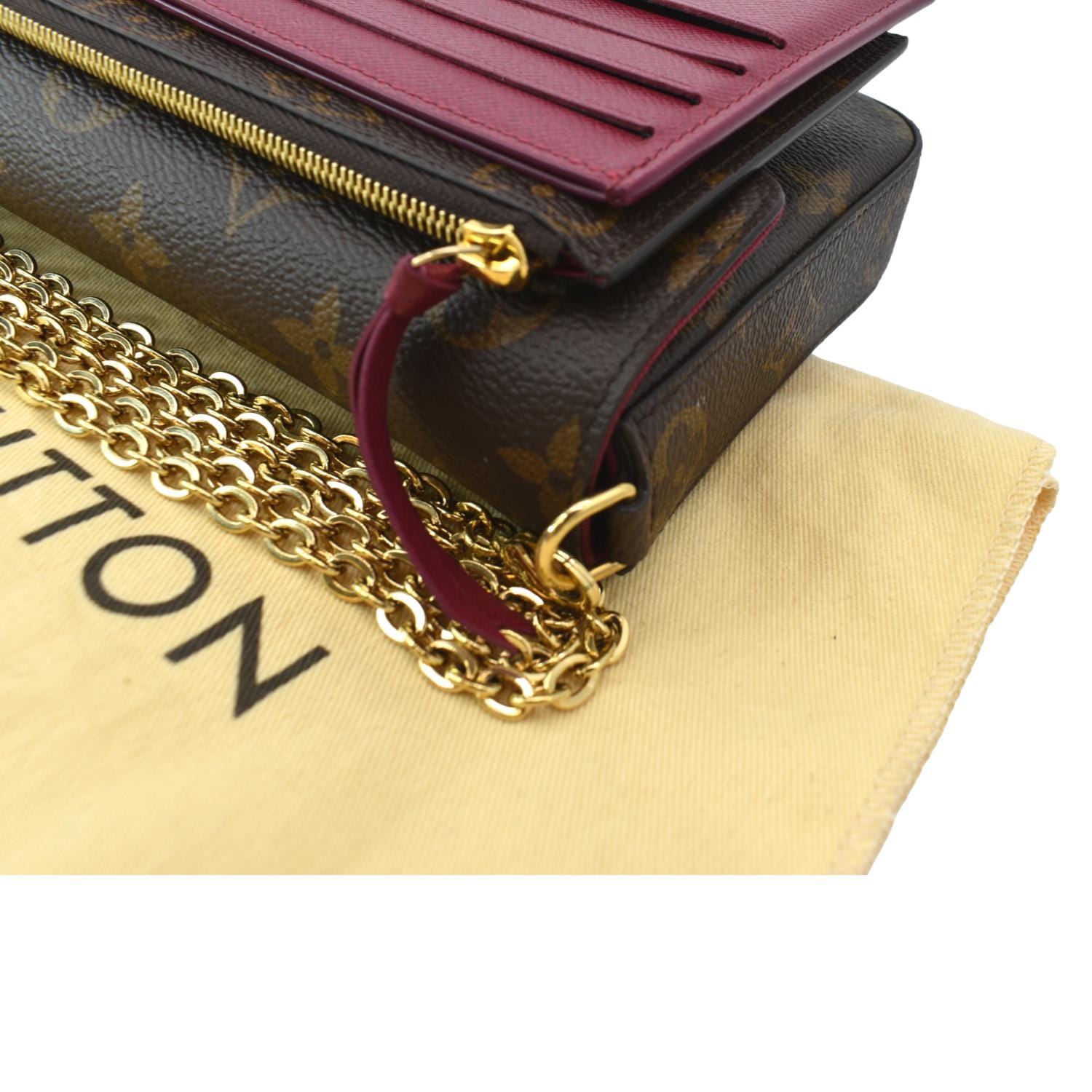 Louis Vuitton Flore Chain Wallet Fuchsia Brown Monogram Canvas Shoulder Bag