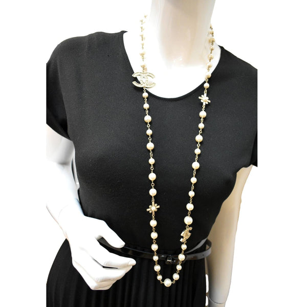 CHANEL Pearl Crystal CC Long Necklace - Sold