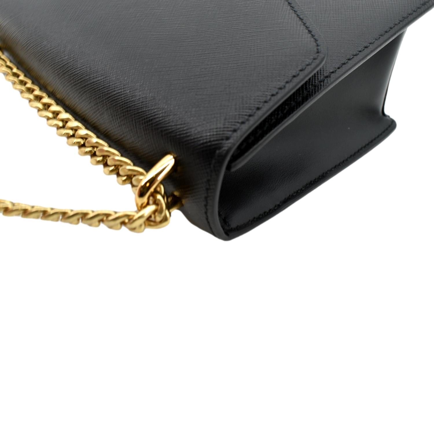 Prada Saffiano Crossbody Black in Leather with Gold-tone - US